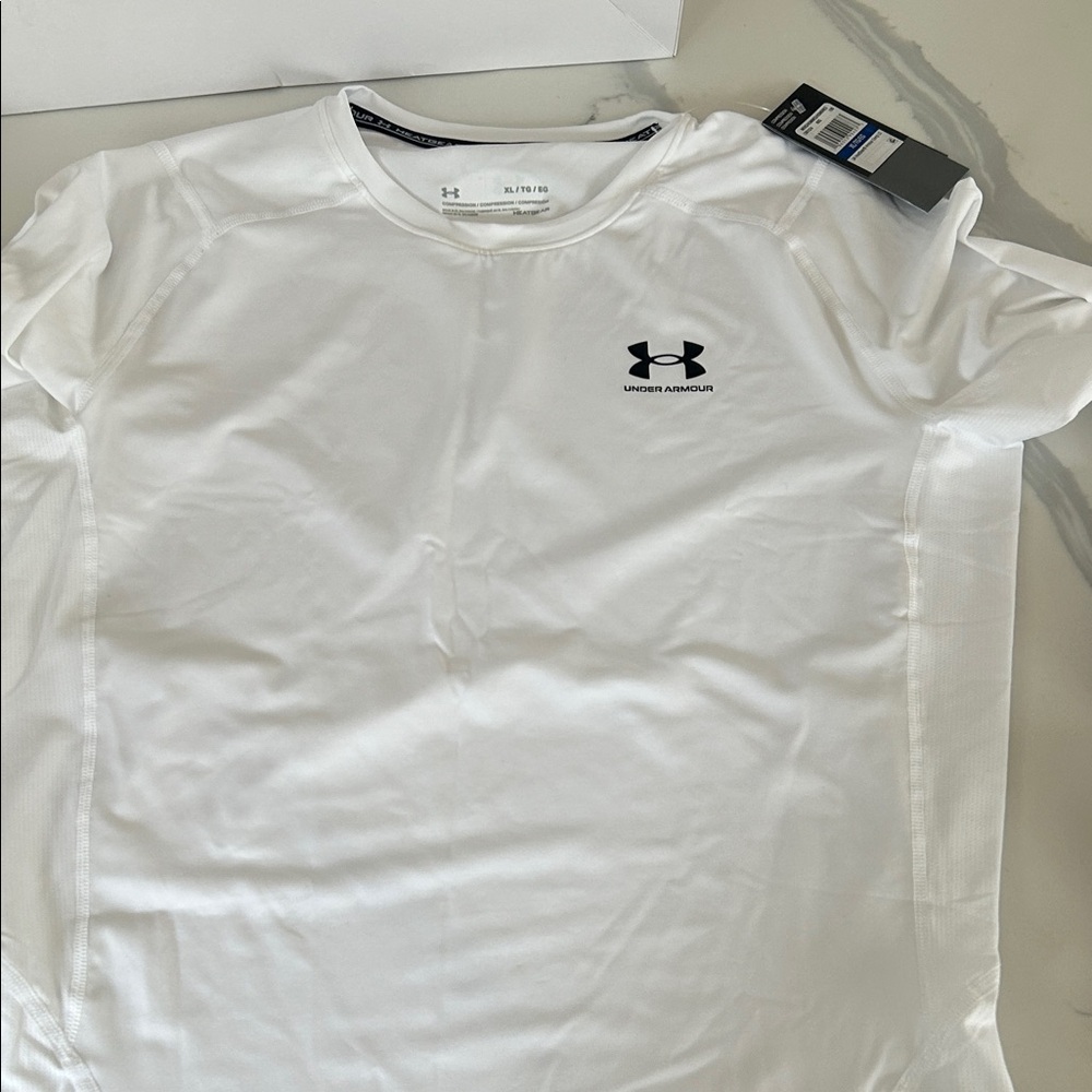 Under Armour Heat Gear Compression Men's Long Sleeve White Tee XL NWT